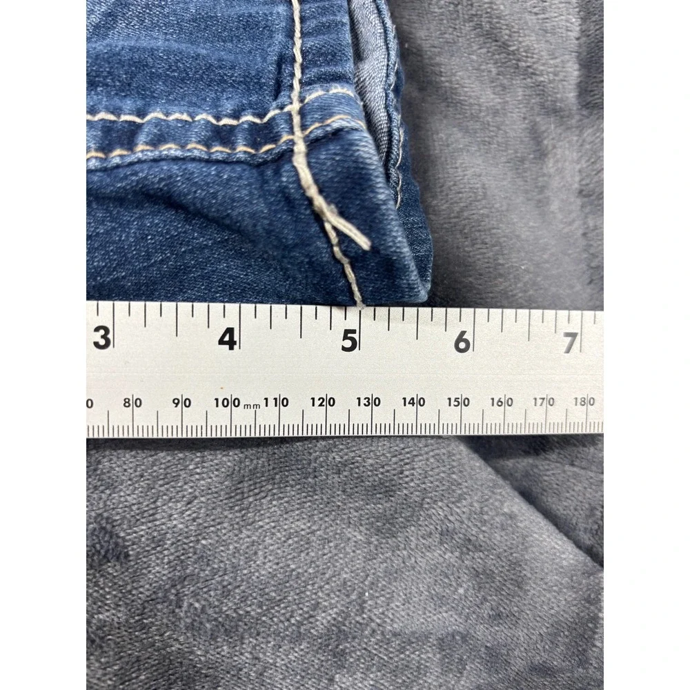 Seven7 Womens Size 10 Medium Wash Distressed Thick Stitch Denim Shorts Blue